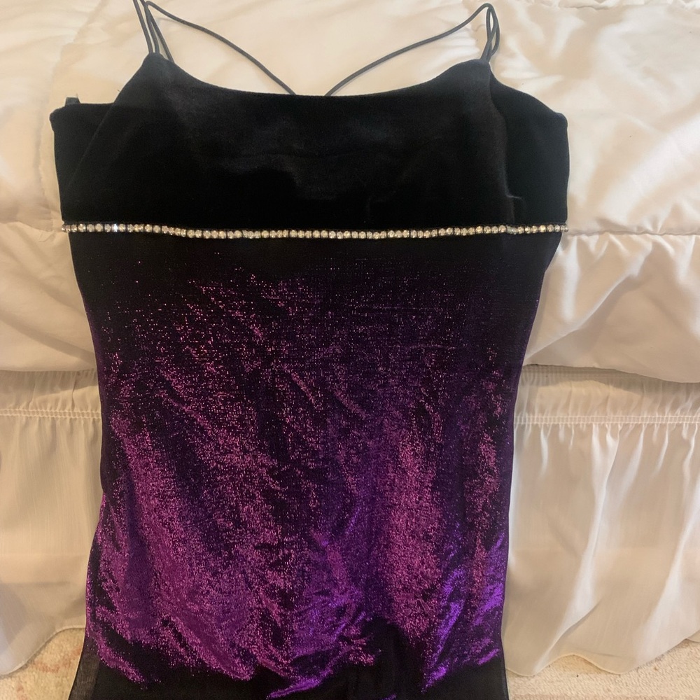 90s Gothic Black/Purple Prom Dress